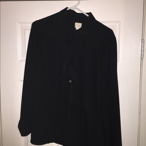 Ruffle long sleeve collard top